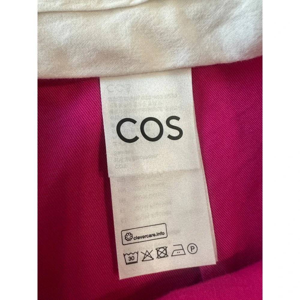 COS Pleated Wide Leg Trousers 100% Cotton Size 12 Pink Statement Minimalist